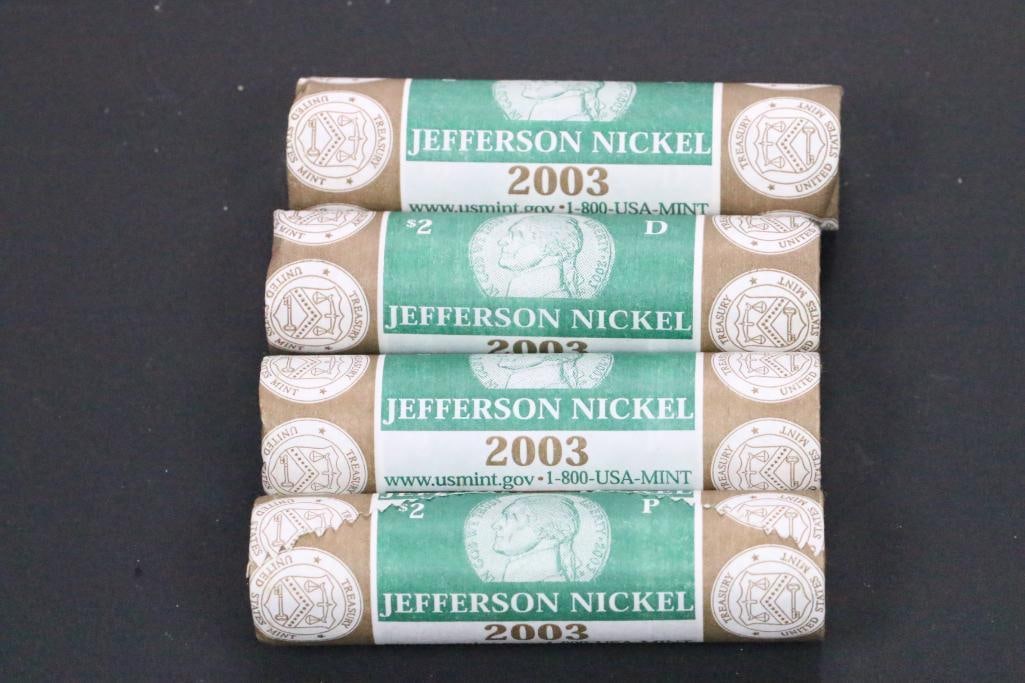 (4) Rolls Uncirculated 2003 D & P mints US Mint Jefferson Nickels (1 of 2)