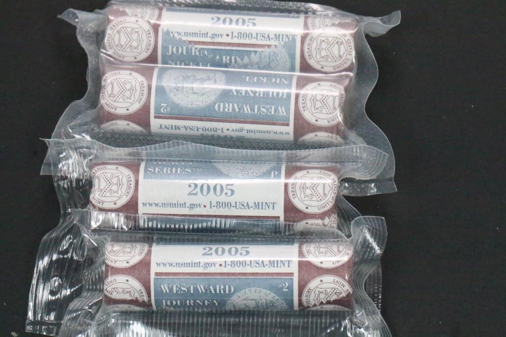 (4) Rolls Uncirculated 2005 D & P US Mint Westward Journey Nickel Series (1 of 3)
