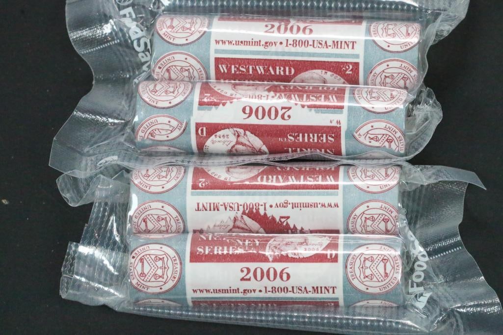 (4) Rolls Uncirculated 2006 D & P US Mint Westward Journey Nickel Series (1 of 3)