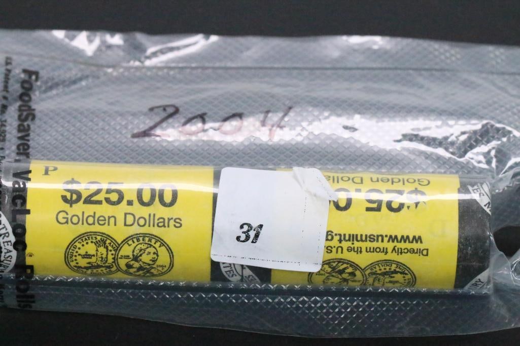 (2) Rolls of UNITED STATES MINT 2004 Sacagawea Dollar Uncirculated $1 Dollar Coins (1 of 2)