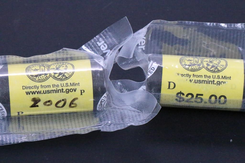 (2) Rolls of UNITED STATES MINT 2006 Sacagawea Dollar Uncirculated $1 Dollar Coins (1 of 3)