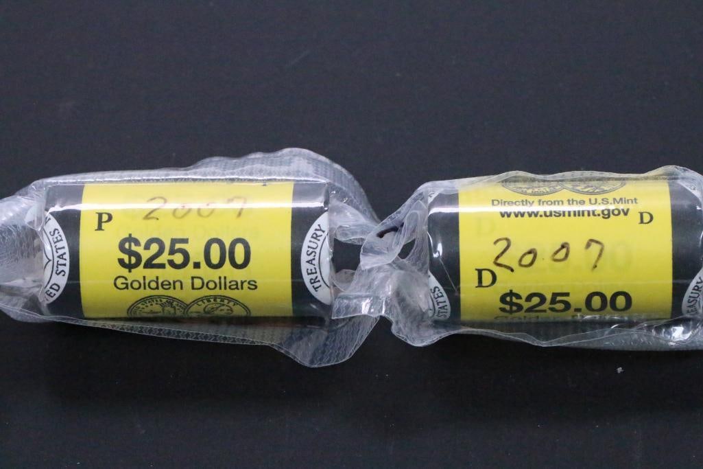 (2) Rolls of UNITED STATES MINT 2007  Sacagawea Dollar Uncirculated $1 Dollar Coins (1 of 3)