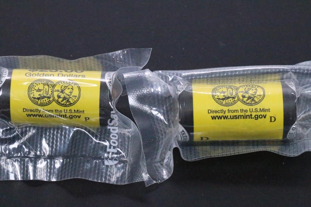 (2) Rolls of UNITED STATES MINT 2008 Sacagawea Dollar Uncirculated $1 Dollar Coins (1 of 3)