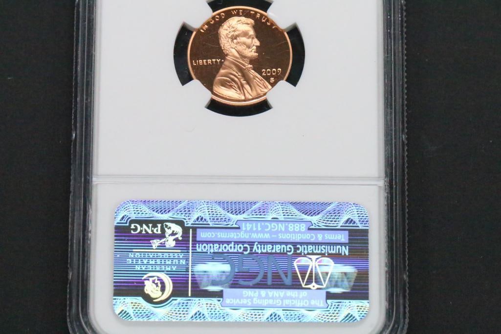NGS 2009 S Bronze Lincoln BIRTH & CHILDHOOD Penny Ultra Cameo: NGS Numismatic Guarantee Corporation 2009 S BRONZE 1C birth & childhood PF 69 RD ULTRA CAMEO 2388180-002 COIN IN HARD CLEAR CASE.