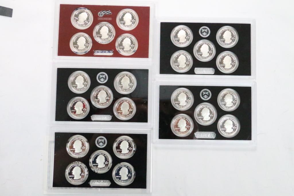 (5) US MINT America the Beautiful Quarters SILVER PROOF SETS 2010 through 2014 (1 of 6)