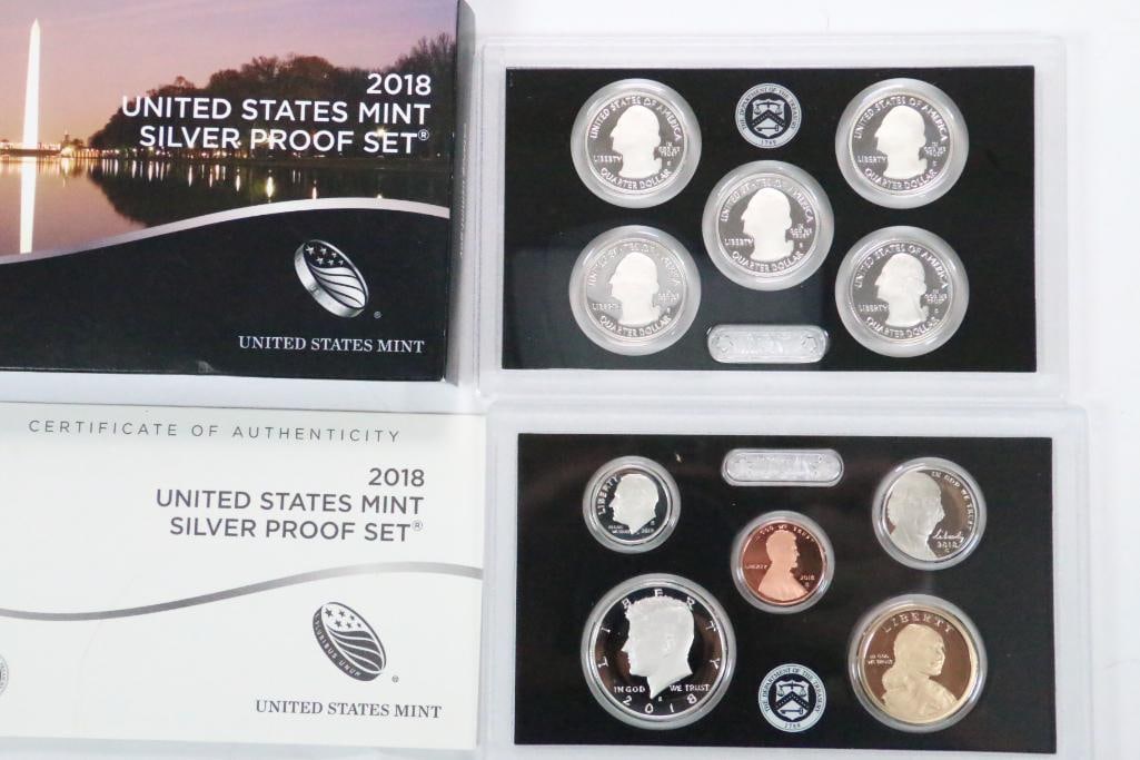 2018 UNITED STATES MINT SILVER PROOF SET Coins with COA (1 of 3)