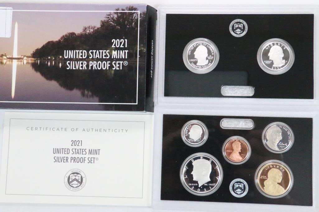 2021 UNITED STATES MINT SILVER PROOF SET Coins with COA (1 of 3)