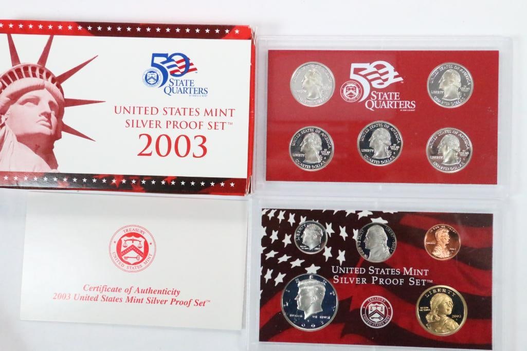 2003 UNITED STATES MINT SILVER PROOF SET Coins with COA (1 of 3)