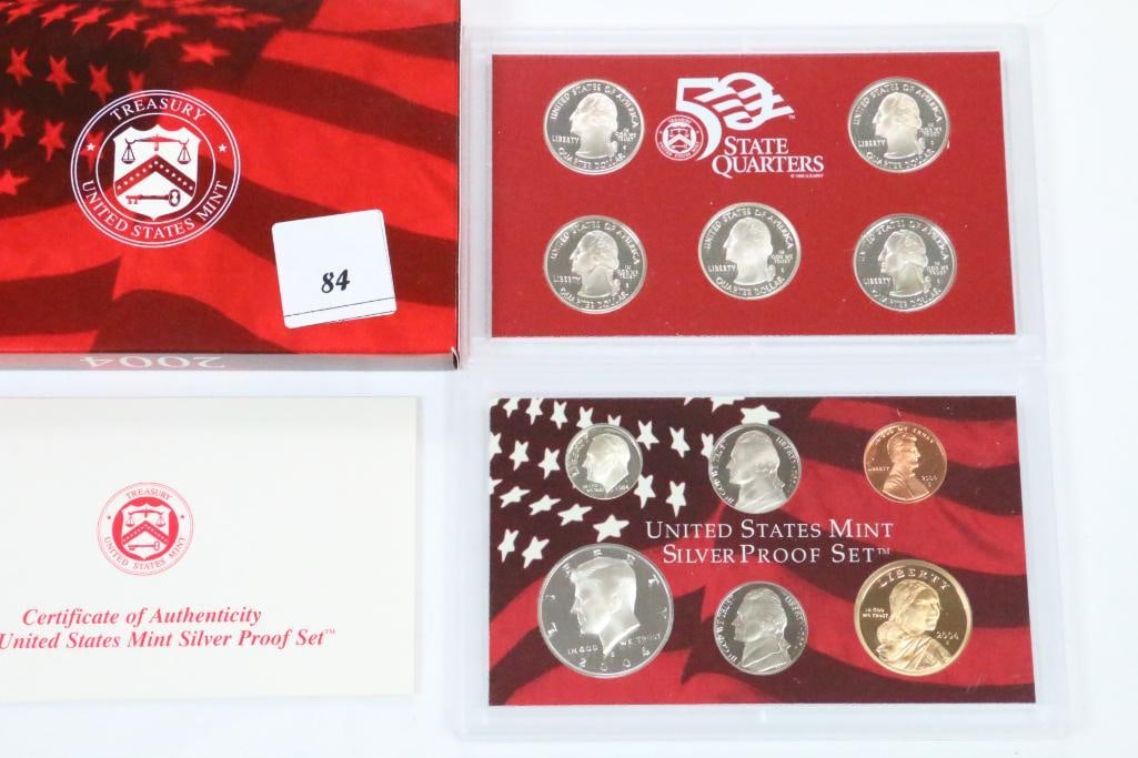 2004 UNITED STATES MINT SILVER PROOF SET Coins with COA (1 of 4)