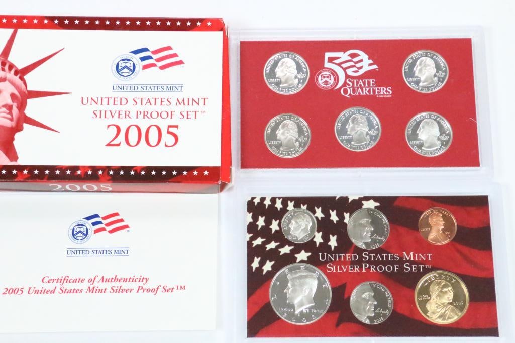 2005 UNITED STATES MINT SILVER PROOF SET Coins with COA (1 of 3)