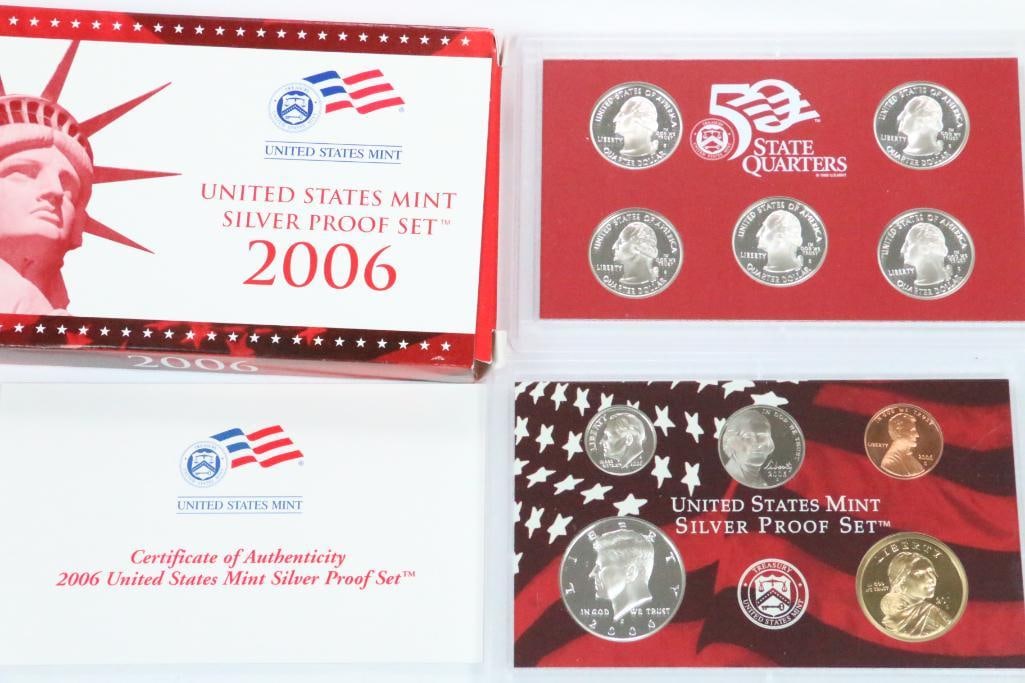 2006 UNITED STATES MINT SILVER PROOF SET Coins with COA (1 of 3)