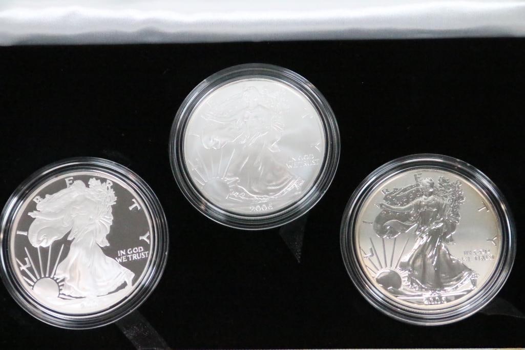 2006 American Eagle 20th Anniversary Silver Coin Set of 3 One Dollar Silver Eagle 1 oz coins (1 of 9)