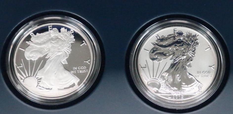 2012 American Eagle San Francisco TWO-COIN Silver Proof Set 1 troy ounce coins (1 of 9)