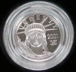 2001 W US MINT American Eagle Proof One-Tenth Ounce TEN DOLLAR PLATINUM COIN (1 of 8)