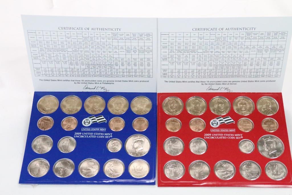 2009 Denver and Philadelphia United States Mint Uncirculated 2 coin Sets (1 of 5)