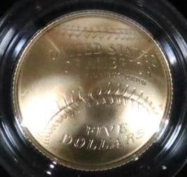 2014 W National Baseball Hall of Fame $5 GOLD COIN Uncirculated (1 of 12)