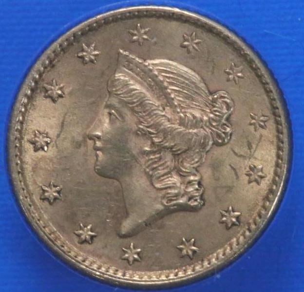 1853 USA Liberty Head Gold Dollar Coin (1 of 2)