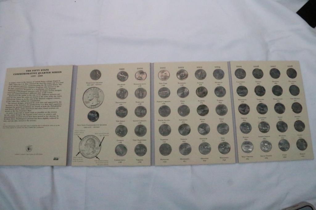 Littleton 50 State Quarter collectible coin folder 199-2004 complete coin collection. Circulated (1 of 8)