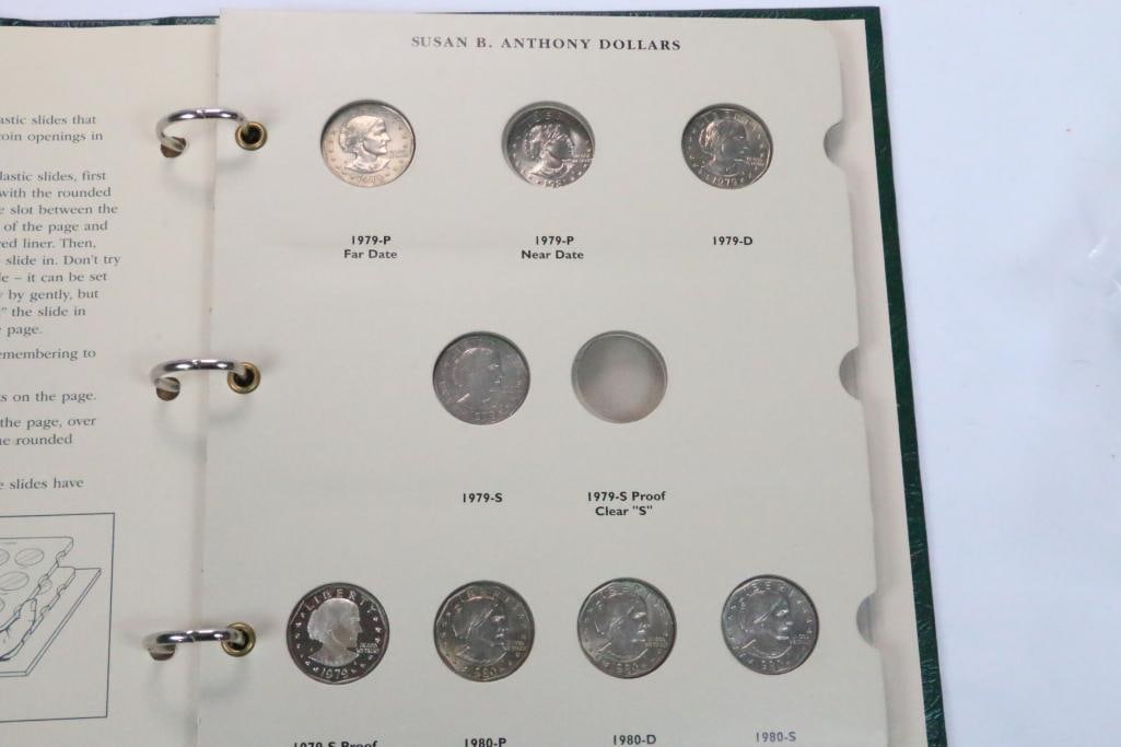 Littleton Custom Susan B. Anthony Dollar Coin Album 1979 to 1981 & 1999 date ranges.: Numismatic. Binder includes 15 Susan B. Anthony coins in hard sleeves in green binder. PLEASE See pictures for additional details including more details on the COA.