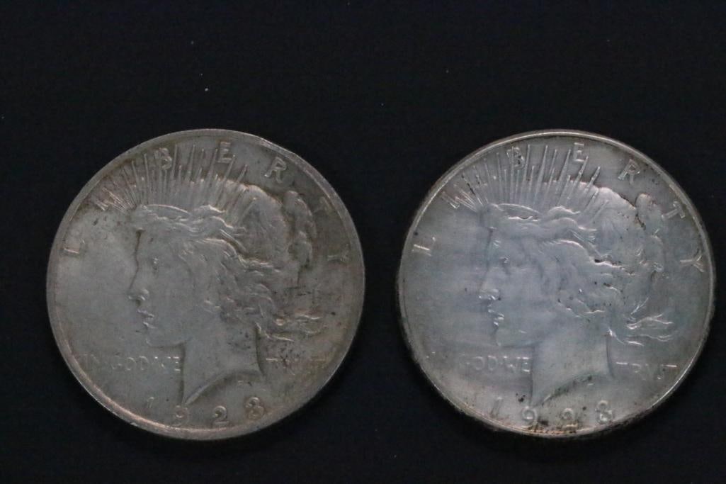 (2) 1923 PEACE SILVER DOLLARS COINS (1 of 6)