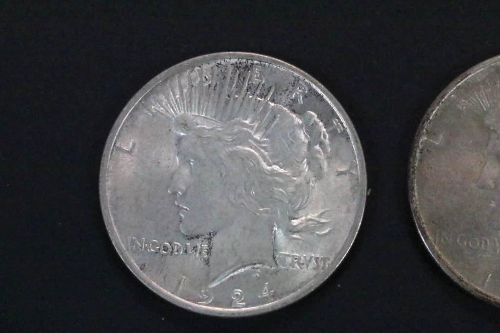 (2) 1924 PEACE SILVER DOLLARS COINS (1 of 6)