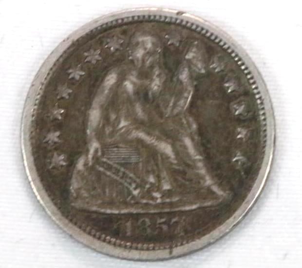 1857 Seated Liberty Silver dime EF-40 (1 of 2)