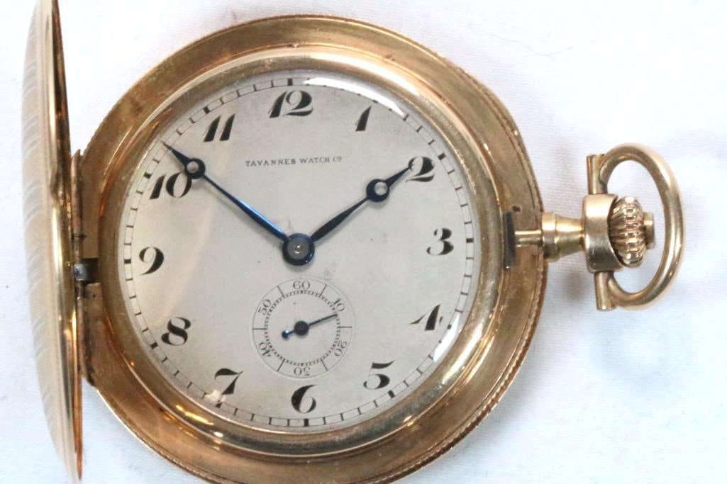 Antique TAVANNES WATCH CO. 14KT Gold Pocket Watch Grands Prix Bruxelles WORKS 59.1 grams. (1 of 4)