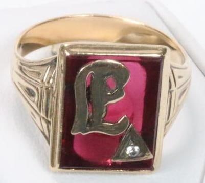 Vintage 14KT Yellow Gold Diamond Topaz Signet Ring 5.5 grams (1 of 5)