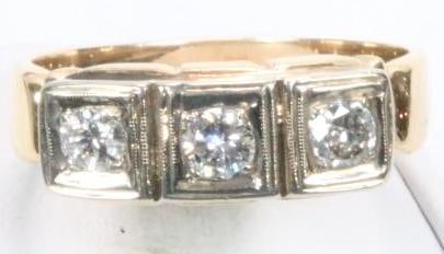 Vintage 14KT  Gold 3 natural mined diamond Ring 7.4 grams. (1 of 7)