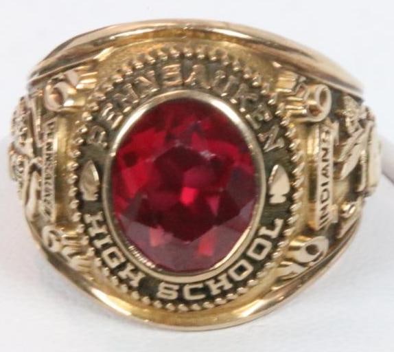 10Kt Gold 1964 Pennsauken High School Ruby Color Stone Class Ring 9.1 grams (1 of 7)