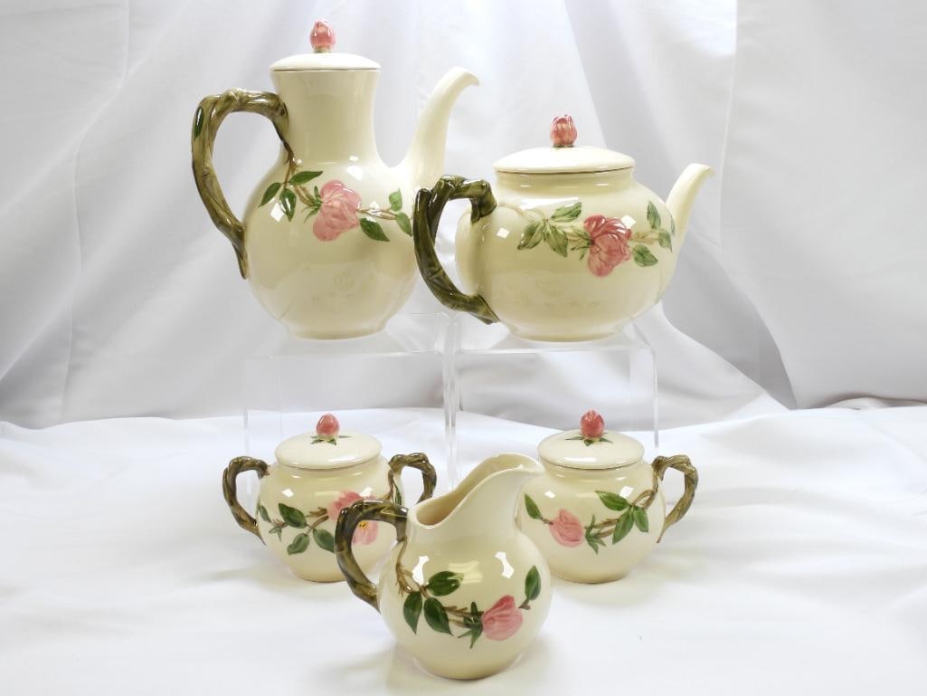 LOT of Vintage FRANCISCAN "Desert Rose" Stoneware Pottery  Coffee, Tea, Sugar, Creamer Service (1 of 4)