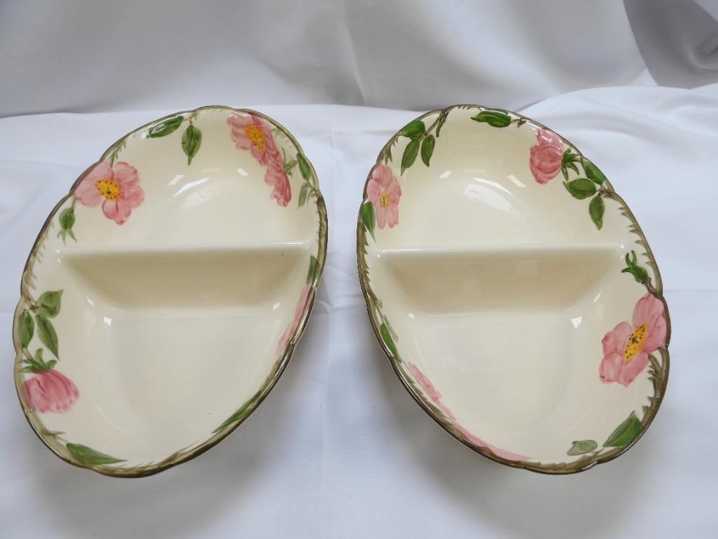 LOT of 2 Vintage FRANCISCAN "Desert Rose" Stoneware Divided Serving Dishes (1 of 4)