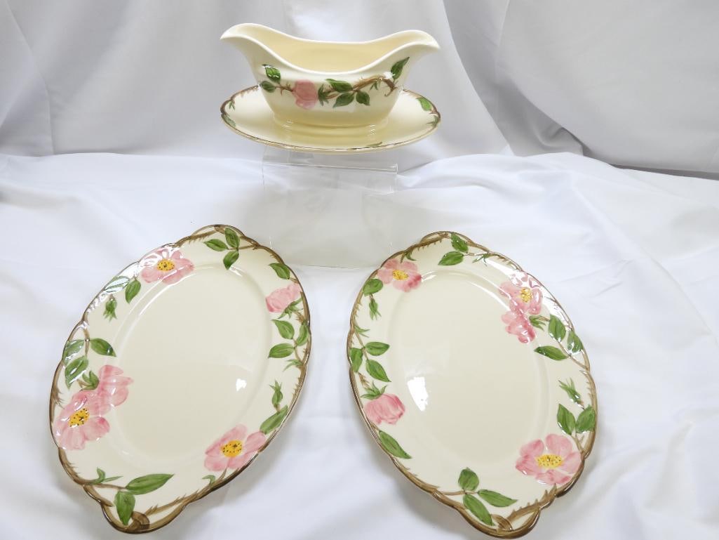 LOT of 3 Vintage FRANCISCAN "Desert Rose" Stoneware Platters and Gravy Boat (1 of 4)