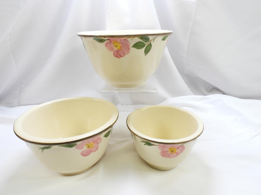 LOT of 3 Vintage FRANCISCAN "Desert Rose" Stoneware Mixing Bowls (1 of 3)