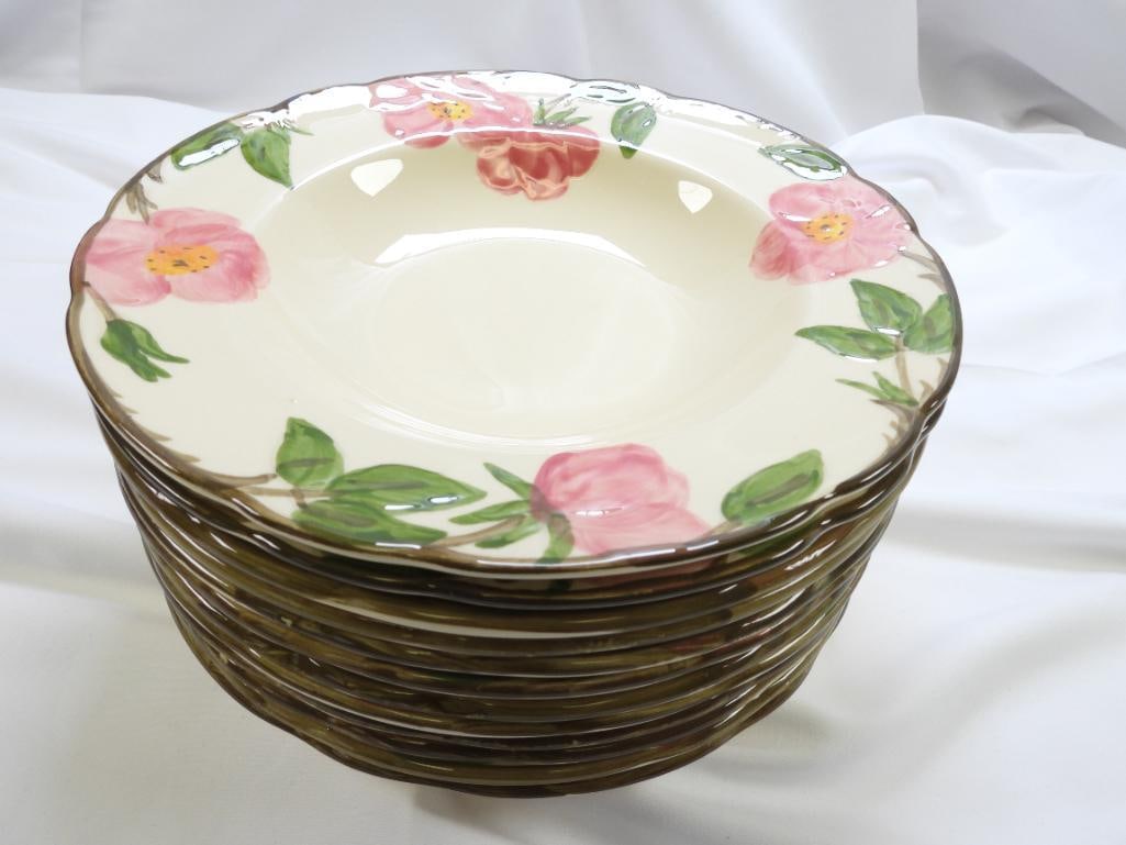 LOT of 12 Vintage FRANCISCAN "Desert Rose" Stoneware Pottery  Soup Bowls (1 of 3)