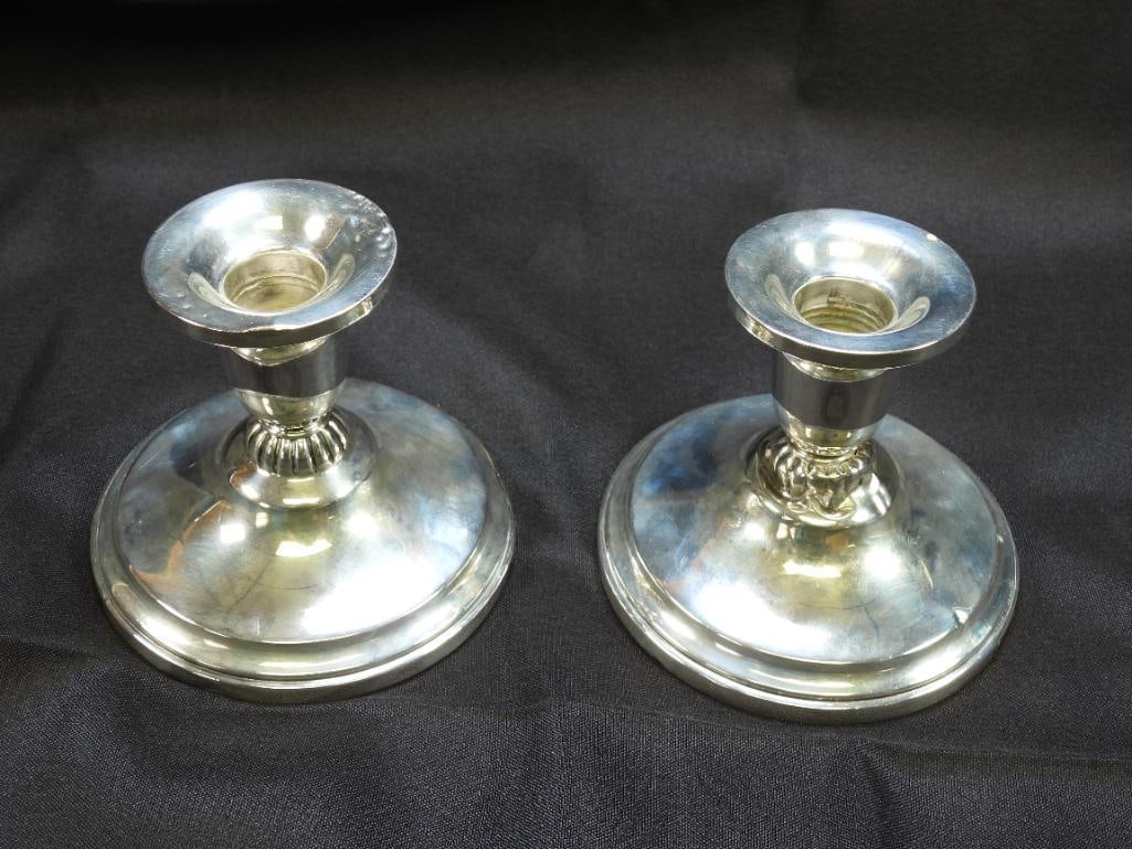 PAIR of Vintage Sterling Silver Candlesticks Holders (1 of 4)