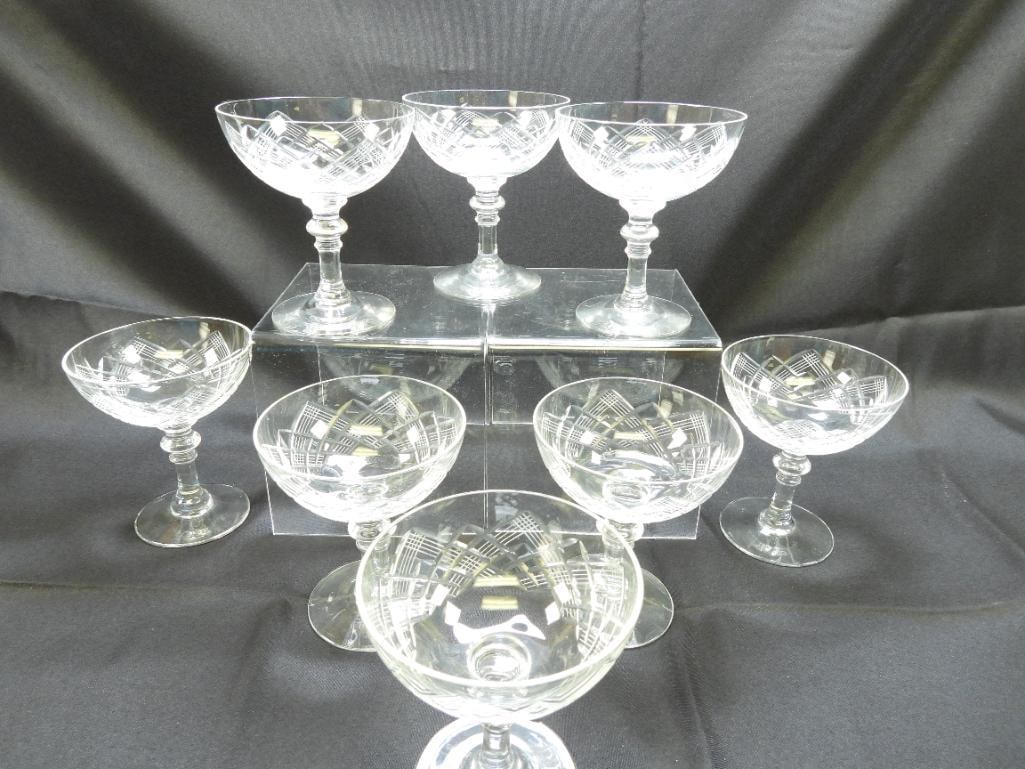 Lot of 8 Cut Crystal Champagne glasses, VINTAGE (1 of 3)