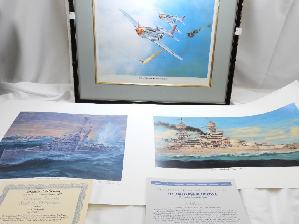 LOT of 3 Prints, "One More for Yeager" and 2 by US Historical Society, SIGNED AND NUMBERED (1 of 12)
