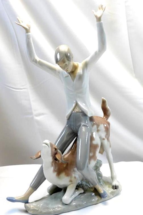 LLADRO Porcelain Figurine Boy Astride A Goat, SIGNED and NUMBERED (1 of 4)
