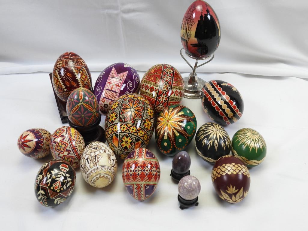 HUGE LOT of Ukrainian Pysanky and Decorative Eggs with Stands (1 of 5)