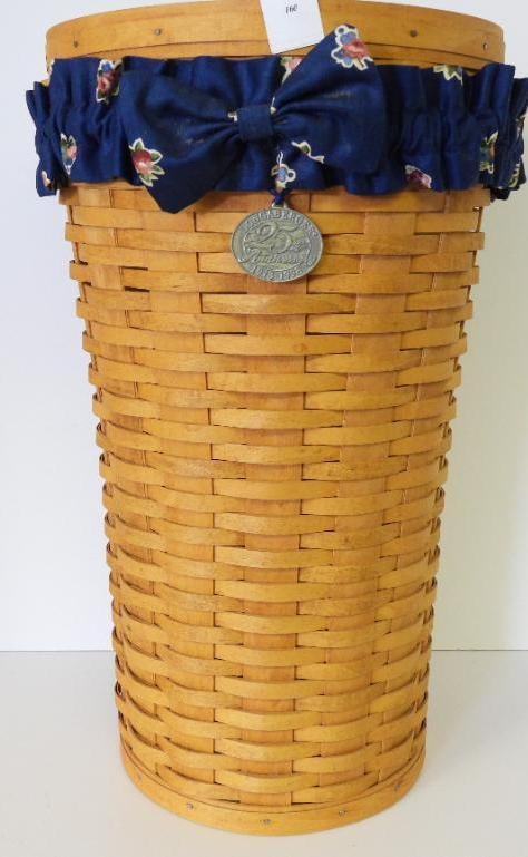 LONGABERGER 25th Anniversary Tall Basket *CONDITION Has water stains all over: Longaberger 25th Anniversary tall basket 18" tall x 10" wide. Has water stains all over splints.