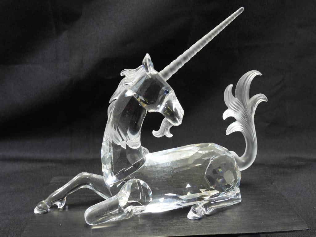 SWAROVSKI Austrian Crystal Collectors Society 1996 "Fabulous Creatures-The Unicorn", BOXED: Limited edition Collectors Society fine Austrian crystal 1996 "Fabulous Creatures"- The Unicorn , 5.5" long x 4" tall, Boxed