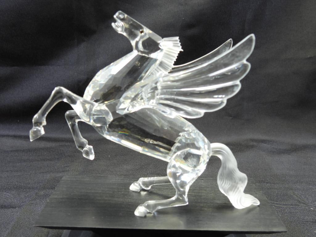 SWAROVSKI Austrian Crystal Collectors Society 1998 "Fabulous Creatures-The Pegasus", BOXED: Limited edition Collectors Society fine Austrian crystal 1998 "Fabulous Creatures"- The Pegasus , 5.75" long x 5" tall, Boxed