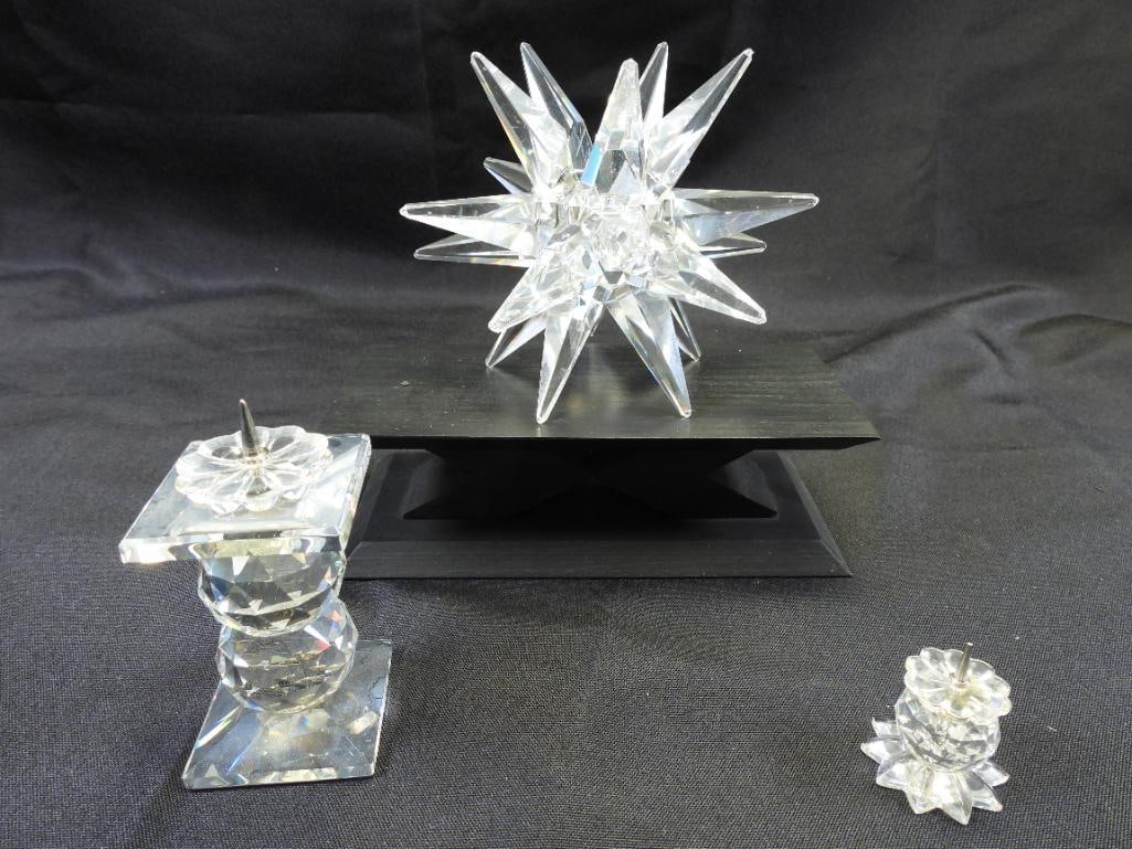 LOT OF 3 SWAROVSKI Austrian Crystal Candle Holders, 1 BOXED (1 of 5)