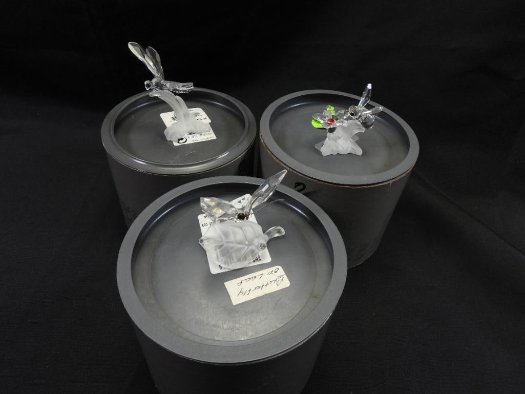 LOT OF 3 SWAROVSKI Austrian Crystal Butterfly, Bee, and Dragonfly, BOXED: Lot includes 3 Swarovski fine Austrian crystal dragonfly (2.5"), bee (2"), butterfly (2")