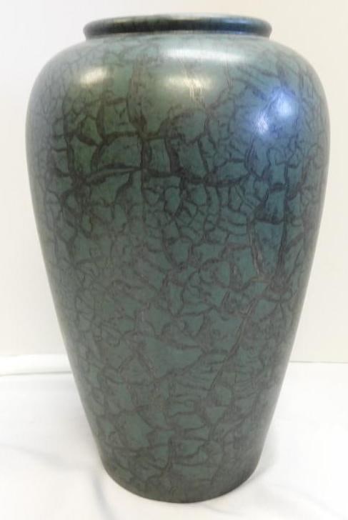 Vintage Large Green and Black marble patterned Pottery vase made in Germany (1 of 4)