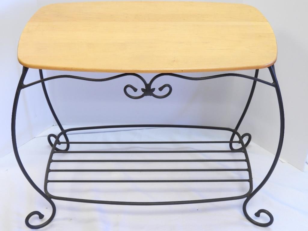 Large Longaberger display coffee table; wrought iron and wood (1 of 4)