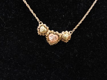 10KT Gold Hearts Necklace with 12Kt sterling earrings