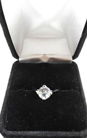 Sterling silver large Brilliant 1.3 carat White Amethyst Engagement ring SZ 5.5