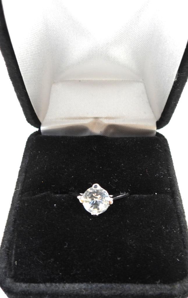 Sterling silver large Brilliant  1.3 carat White Amethyst Engagement ring SZ 5.5 (1 of 5)